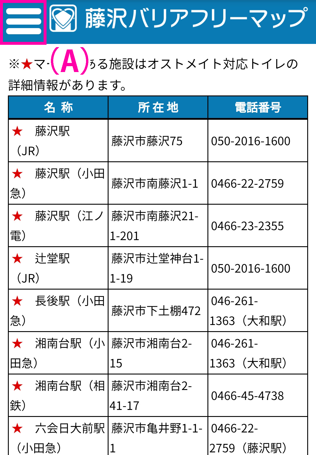 施設分類から検索方法