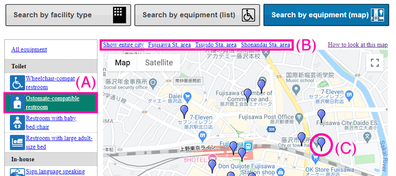 Search by equipment (map)