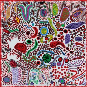 《果てしない人間の一生》2010 年　アクリル・キャンバス ©YAYOI KUSAMA