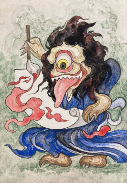ひとつめのおばけが絵を描いてる絵