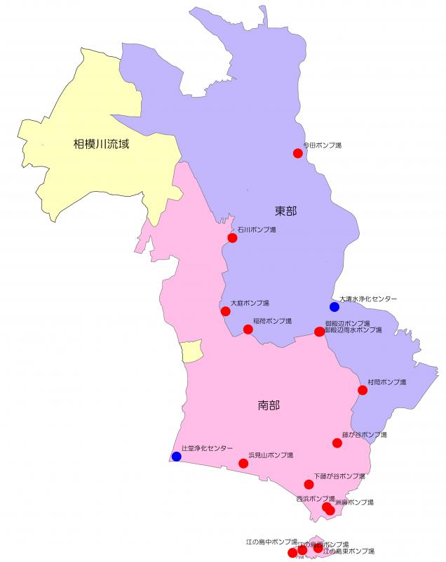 藤沢市下水道処理区域図