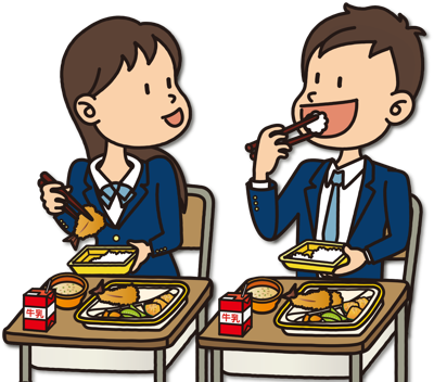 給食を食べている生徒