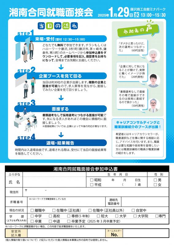 湘南合同就職面接会チラシ裏