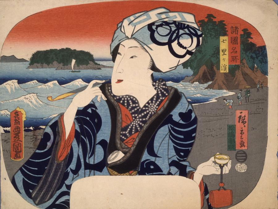 kunisada/hiroshige2_shokokumeisyoshitirigahama