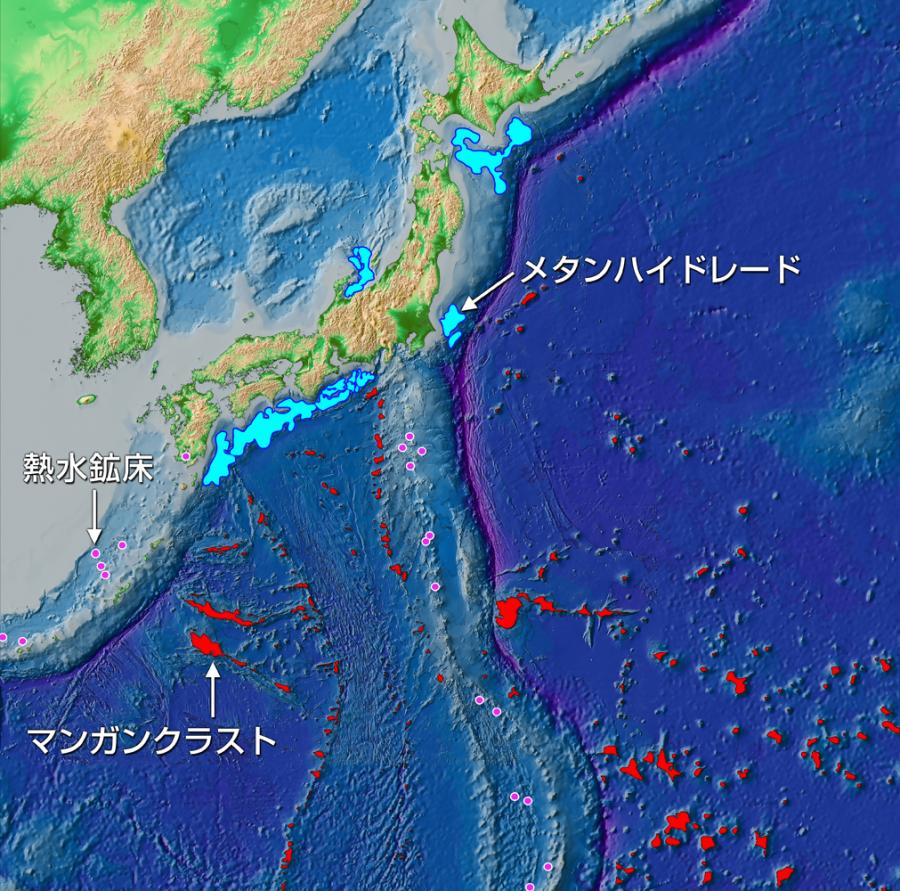 日本周辺の海洋資源平面