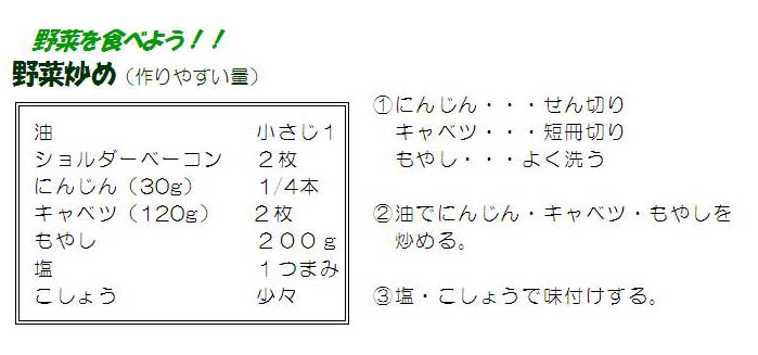 野菜炒めのレシピ