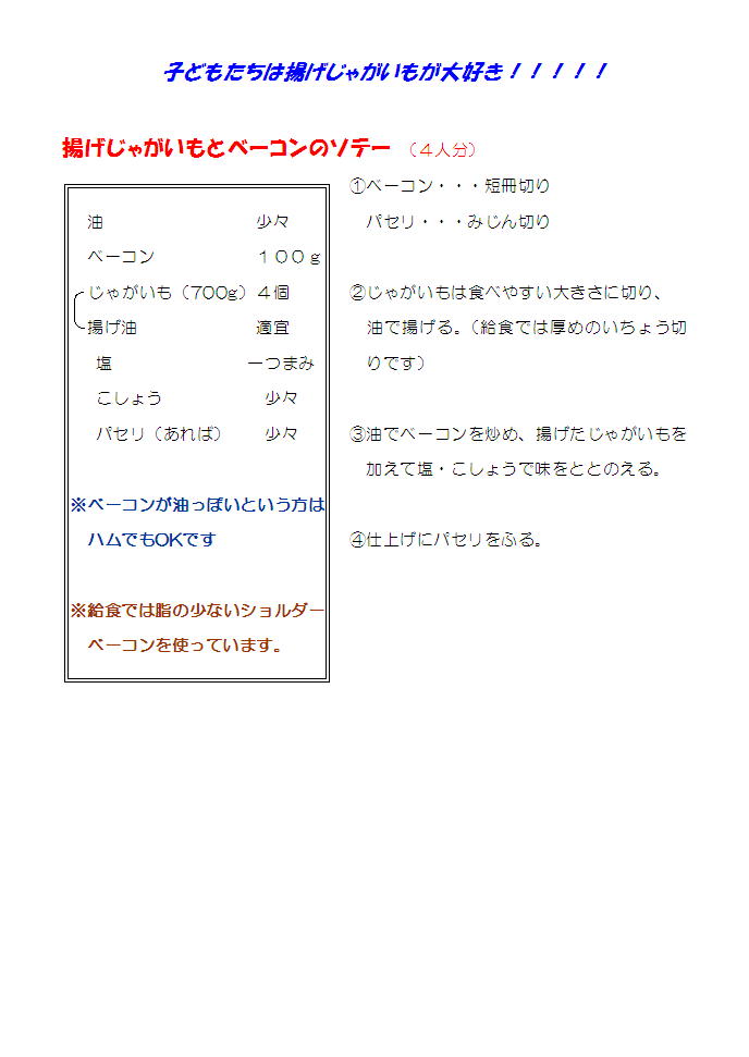 揚げジャガイモとハムのソテーのレシピ