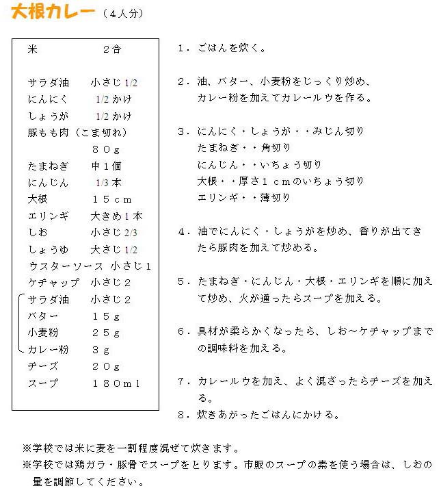 大根カレーのレシピ