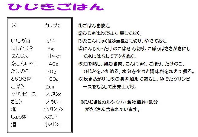 ひじきごはんのレシピ