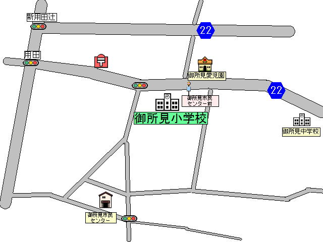 御所見小学校の地図