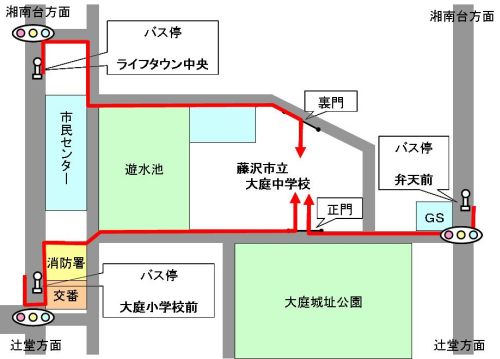 大庭中学校の地図