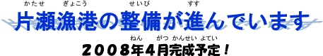片瀬漁港の整備が進んでいます 2008年4月完成予定! 片瀬漁港の整備が進んでいます 2008年4月完成予定!