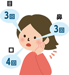 目3回鼻3回口4回