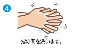 4　指の間を洗います。