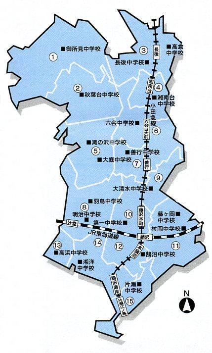 市内15ある地域協力者会議の地域割図です。