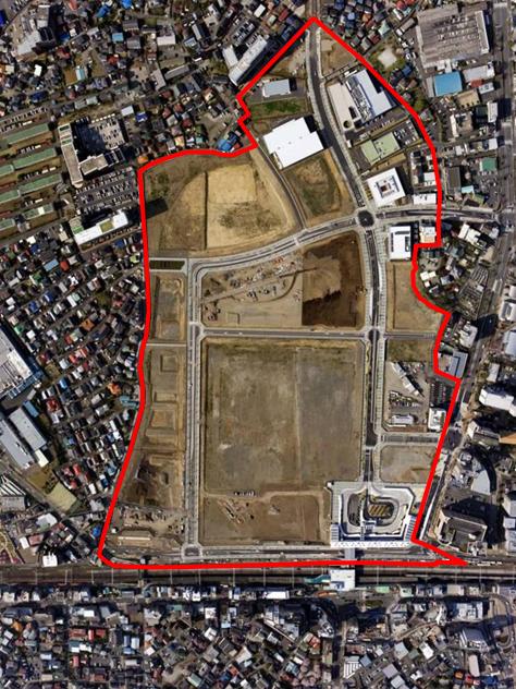 辻堂神台一丁目地区土地区画整理事業施行後の航空写真